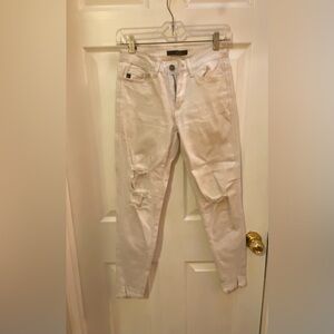 KanCan Women's Distressed Cream Boyfriend Jeans